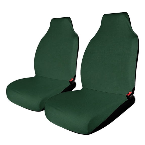 Dark Green Solid Fabric Texture Car Seat Covers Front Seats Universal Fit for Cars SUV Truck Auto Interior Accessories