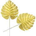thumbnail image 4 of 10PCS Gold Decoration Imitation Turtle Back Leaf Artificial Plants Palm Leaves Tropical Party Leaves, 4 of 5