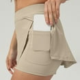 thumbnail image 6 of oqasdz Women's New Summer Solid Color Tennis Short Skirt Ice Sense Movement Slit Culottes Running Fitness Sports Tennis Skirt, 6 of 9