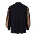 thumbnail image 3 of Mens T-shirts Men's Casual Loose Fit Stand Collar Shirt With Tie Detail Color Block Design For Daily Wear Comfortable Non Stretch Fabric All Season Mod Bod Tops Long Sleeve Shirt Men Khaki M, 3 of 6