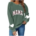 thumbnail image 4 of Women's Mama Printed Crewneck Sweatshirt Long Sleeve Drop Shoulder Heart Graphic Casual Loose Fit Tops (2XL, White), 4 of 5