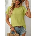 thumbnail image 6 of SWQZVT Womens Tops Short Sleeve Summer Casual Basic Crew Neck T Shirts for Women Loose Casual Tees for Ladies Round Neck Women Top Green L, 6 of 8