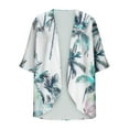 thumbnail image 4 of Women's 3/4 Sleeve Kimono Cardigan Open Front Chiffon Cover Ups Tropical Print Beach Casual Hawaiian Clothes (XL, White-B), 4 of 6