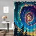 thumbnail image 2 of RUIYC Bathroom Shower Curtain Multiple Sizes Galaxy Space Colorful Starry Sky Trippy Mountain Misty Landscape White, 2 of 7