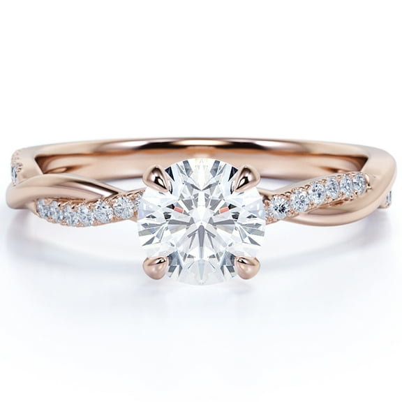 JeenMata 1 Carat infinity Round cut Moissanite Engagement Ring in 18k Rose Gold Over Silver