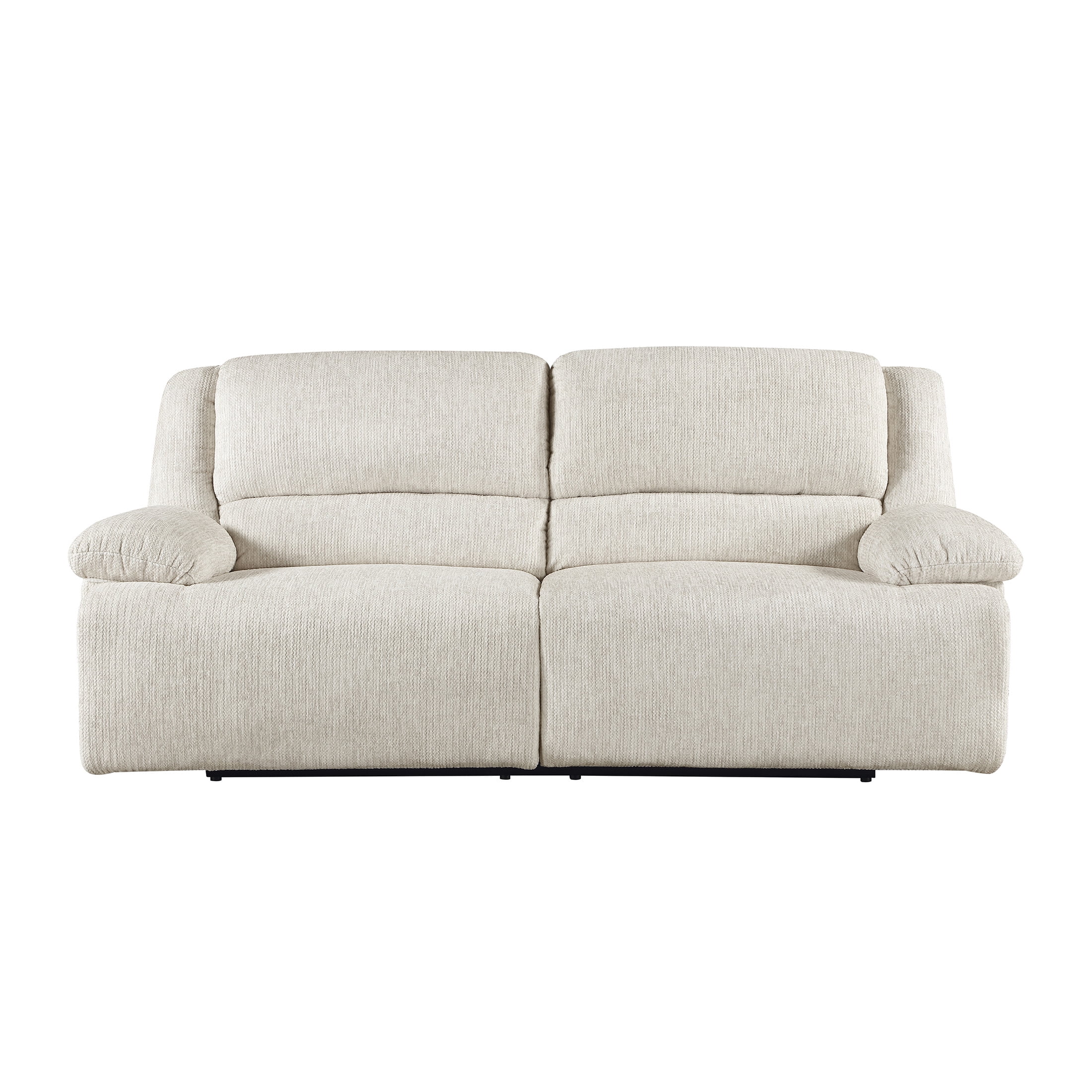 OakvillePark Modenza Microfiber Manual Double Reclining Sofa, Vanilla-Beige