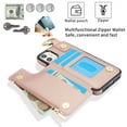 thumbnail image 5 of ELEHOLD Case for iPhone 12 Pro / 12 6.1", Magnetic Closure Kickstand Zipper Wallet Case with 3 Card Slots & Ring Holder,Shockproof RFID Blocking Phone Case,Rosegold, 5 of 8