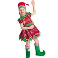 thumbnail image 4 of Christmas Santa Elf Costume for Kids Girls Xmas Dress with Hat 3-10 Years, 4 of 7