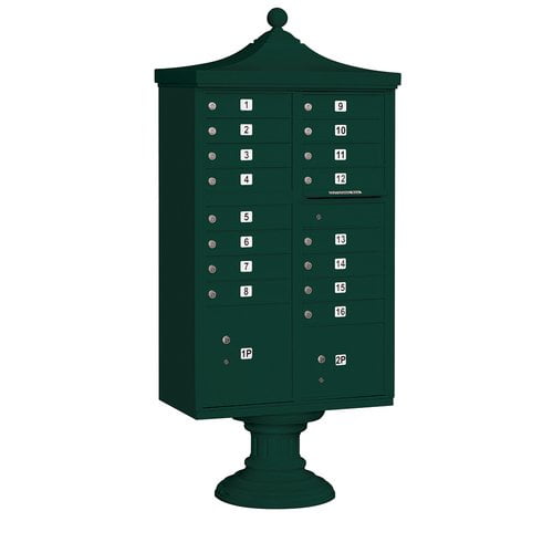 Regency Decorative Cluster Box Unit - 16 A Size Doors - Type III - Green - Private Access