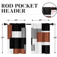 thumbnail image 2 of Geometric Brown Kitchen Curtains 36 Inch Length Black Grey White Window Short Tier Curtains Over Sink Set of 2, Modern Abstract Art Small Kitchen Decor 26x36 Inch, 2 of 7