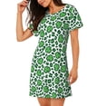 thumbnail image 2 of Easygdp Leopard print St. Patrick's Day Camisón de manga corta para mujer, informal, estampado, 2 of 6