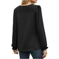 thumbnail image 4 of Long Sleeve Blouses for Women Bishop Sleeve Crewneck Shirt Regular-Fit Ribbed T-Shirt Loose Fit Going out Casual Tops, 4 of 4
