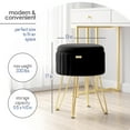 thumbnail image 2 of Hearth & Harbor Round Ottoman with Storage, Luxurious Foot Stool and Chic Vanity Stool with Storage, Elegant Pleated Velvet Black, 2 of 8