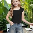 thumbnail image 3 of Mgmyaa Girls Croped Short Sleeve T Shirts Kids Summer Tops Crewneck Basic Tee Blouses 5-16 Years, 3 of 8