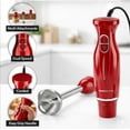 thumbnail image 2 of OVENTE Immersion Electric Hand Blender 300 Watt Power 2 Mix Speed with Stainless Steel Blades, Handheld Stick Mixer Set with Egg Whisk Attachment Mixing Beaker and BPA-Free Food Chopper, Red HS565R, 2 of 9