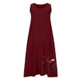 thumbnail image 5 of Yotami Women's Casual Dresses Summer Lightweight Maxi Linen Dress with Pocket Round Neck Sleeveless Swing Floral Dresses Red XXXL, 5 of 5