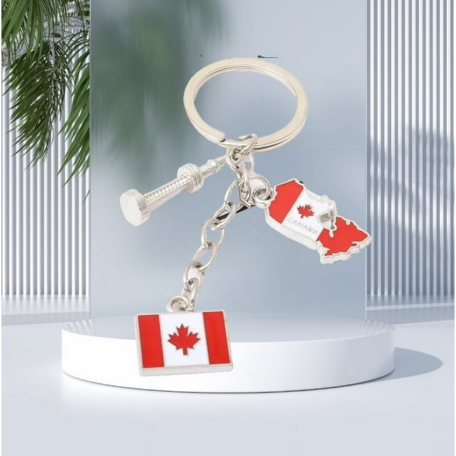 4pcs Canada Keychain Canada Flag Keychains Canada Maple Leaf Keychain Decorative Key Holder Canada Key Rings Canada Day Purse Handbag Charm Pendant Present Canada Day Decorations Assorted Color