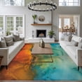 thumbnail image 3 of Abstract Area Rugs 8'x10', Small Throw Rugs for Living Room Patio, Orange Teal Green Gradient Fluid Modern Oil Painting Indoor Outdoor Rug Non-Slip Low Pile Carpet Runner Reversible Floor Mats, 3 of 8