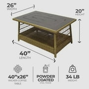Four Seasons Courtyard Positano 40 x 26 Wicker Coffee Table, Brown