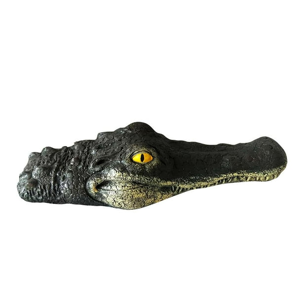 Yuarrent Decoración de señuelo de cabeza de cocodrilo de cocodrilo de animales flotantes realistas para estanque de piscina de paisaje Jardín y Patio Yuarrent HA017921-00