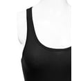 thumbnail image 3 of Women & Plus Solid Ribbed Knit Stretch Workout Racerback Tank Top (BLACK, 1X), 3 of 3