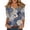 Blue, variant on Women’s V Neck Casual Loose Fit Blouse with Half Sleeves Featuring Tropical Palm Tree and Surfboard Print Top Blue S