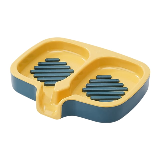 Makeup Storage Box,Soap Box with Double Compartment, Detachable Self Draining Soap Storage Tray