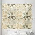 thumbnail image 1 of World Map Tapestry, Pattern Vintage Globe Atlas Theme Airship Knots Ribbon Retro Print, Fabric Wall Hanging Decor for Bedroom Living Room Dorm, 5 Sizes, Beige Olive Green, by Ambesonne, 1 of 1