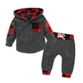thumbnail image 2 of Spazoro Toddler Boys Sweatshirts and Pants Outfit Sets, Casual Long Sleeved Outdoor Wear Cute Print Soft and Warm Tops and Pants for Kids Boys Red Size 80, 2 of 9