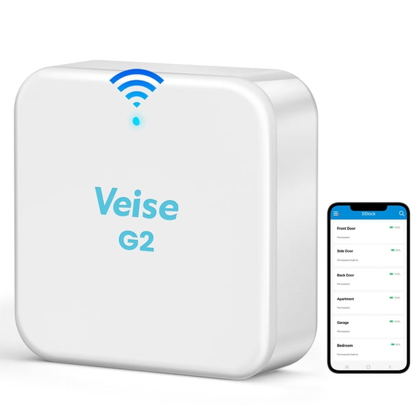 Veise G2 Gateway, Smart Lock WiFi Gateway, emparejado con cerradura de puerta inteligente para realizar el control remoto de la aplicación, compatible con la aplicación DD Lock y la aplicación TT Lock