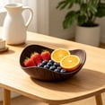 thumbnail image 5 of Fruit Tray, Imitation Wood Grain Plastic Decorative Serving Bowl for Kitchen Counter and Coffee Table, Curved Snack Catchall, 5 of 6
