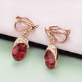 thumbnail image 2 of Yoursfs Red Clip on Earrings for Women Wedding Birdal Gold Plated Non Pierced Ears Oval Cubic Zirconia Dangle Earrings, 2 of 5