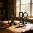 thumbnail image 4 of Book Ends Decorative Metal Bookend Supports for Bookrack Desk Books Exclusive Design Plan, 4 of 6