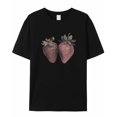 thumbnail image 5 of T Shirts for Women Short Sleeve Cotton Crewneck T-Shirt, Valentines Strawberry Vintage Tee Tops Casual Basic T-Shirts, XS-5XL Black XS, 5 of 7