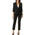 thumbnail image 2 of INSPIRE CHIC Blazers for Women's Open Front Casual Work Office Suit Jackets 3/4 Sleeve Blazer M Black, 2 of 6