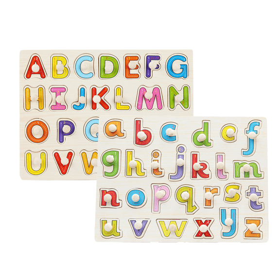 Wooden Alphabet Peg Puzzle, Stocking Stuffers Montessori Educational Toy, Preschool ABC Letter Recognition Fine Motor Toy, Christmas Birthday Gift for Toddler Boys Girls Ages 2 and Up