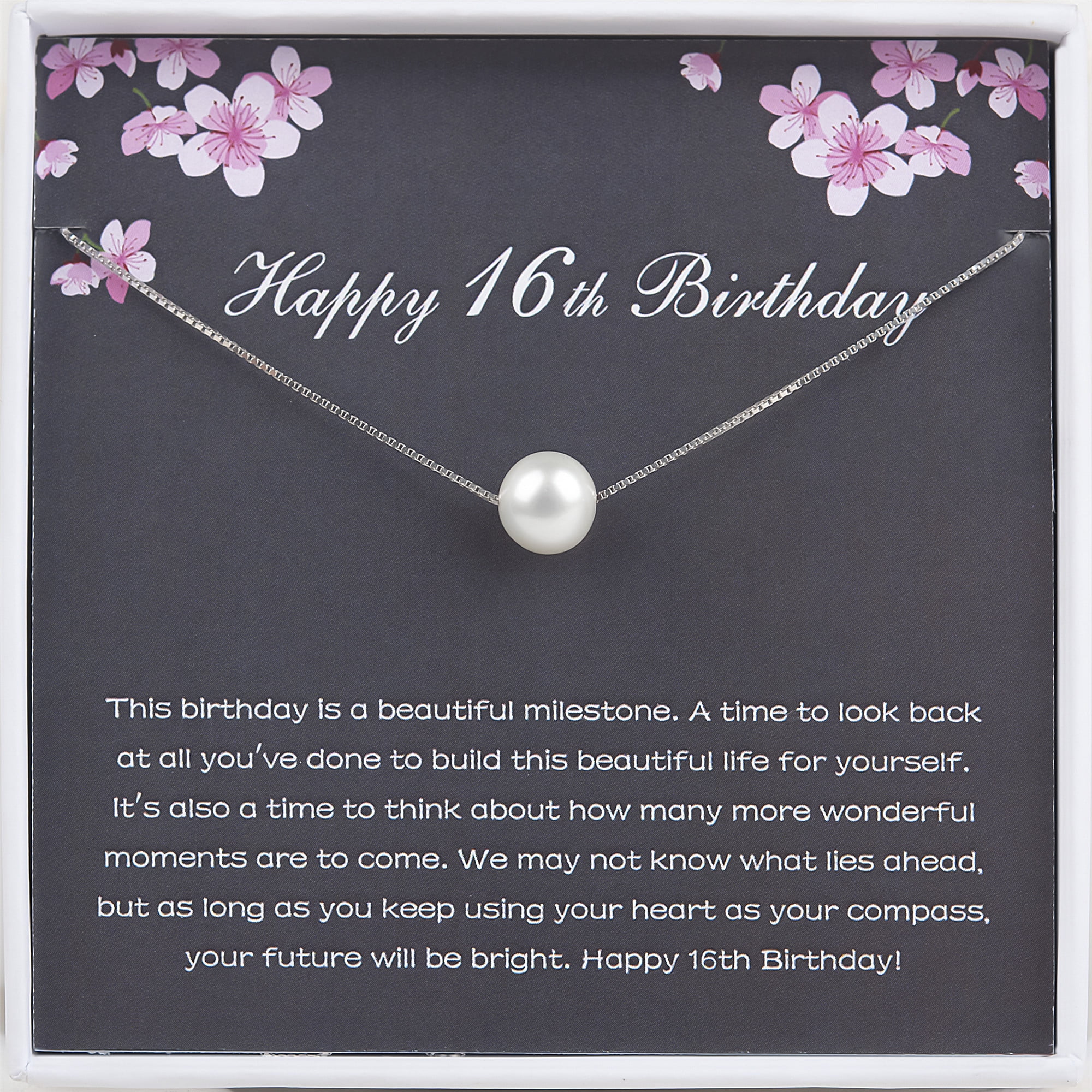 Pearl Chain Necklace 925 Sterling Silver Birthday Gift for Wife Mother 