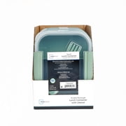 Mainstays Food Storage Bento Container, Rectangle, Green, 42oz Capacity, A Practical Choice for School Lunches and Activities
