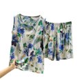 thumbnail image 1 of Camiseta Y Pantalones Cortos Conjunto de las Mujeres de Verano, Suelto Sólido Impreso Camiseta de Pierna Ancha Casa Usar Dos Piezas sin Mangas Conjuntos, 1 of 3