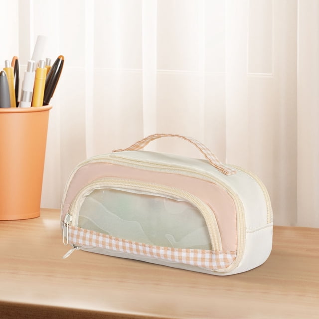 Estuche para lápices con ventana transparente | Organizador de almacenamiento multicapa | Estuche de gran capacidad para útiles escolares: bolígrafos, marcadores y tijeras