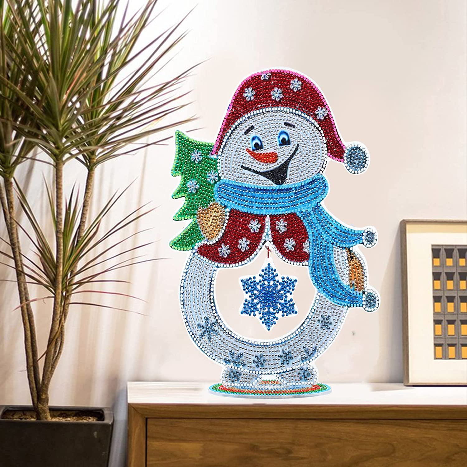 LUSandy DIY 5D Christmas Tree Diamond Painting Kits Xmas Snowman Gift  Diamond Art Ornaments Special Shaped Crystal Rhinestone Mosaic Kits Craft  for