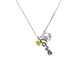 thumbnail image 2 of Delight Jewelry Silvertone Mini Two Sided Yellow Heart - Love and Lock Charm Necklace, 18"+1", 2 of 4
