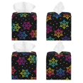 thumbnail image 2 of Lsque Rainbow Snowflake Printed Tissue Box Cover Holder, Facial Paper Organizer Dispenser,Square with Bottom Belt, PVC Leather Decorative Organizer, 2 of 8