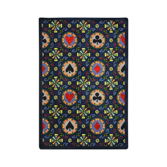 Games People Play - Gaming & Sports Area Rugs Stacked Deck, 7'8" x 10'9", Navy