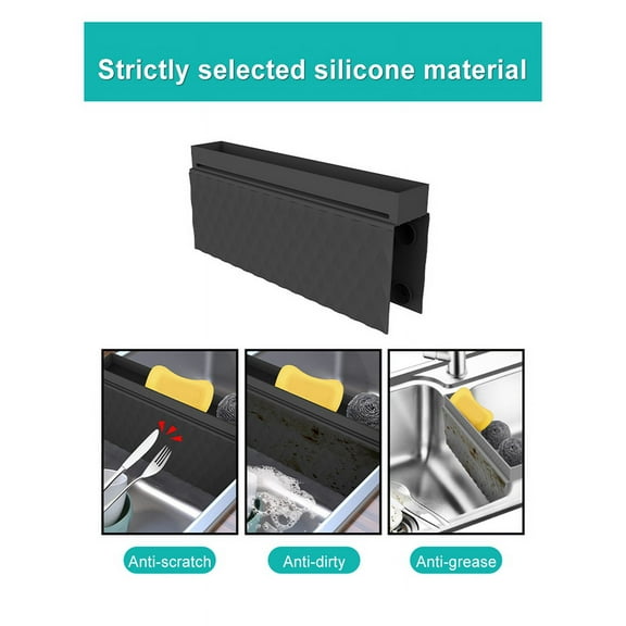 Sink Saddle Mat Ultra Thin Protector Super Soft Kitchen with Suction Cups No Smell Never Stain Black