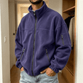 thumbnail image 6 of GUZOM Mens Full Zip Fleece Jacket,Loose Fit Stand Collar with Zipper Pockets,Purple,Size M, 6 of 7