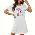 thumbnail image 2 of Cxenplz Nightgowns for Women Short Sleeve T Shirt Sleep Dress Comfy Round Neck Sleepshirt Sleepwear Halloween Print Lounge Pullovers Nightshirt, 2 of 3