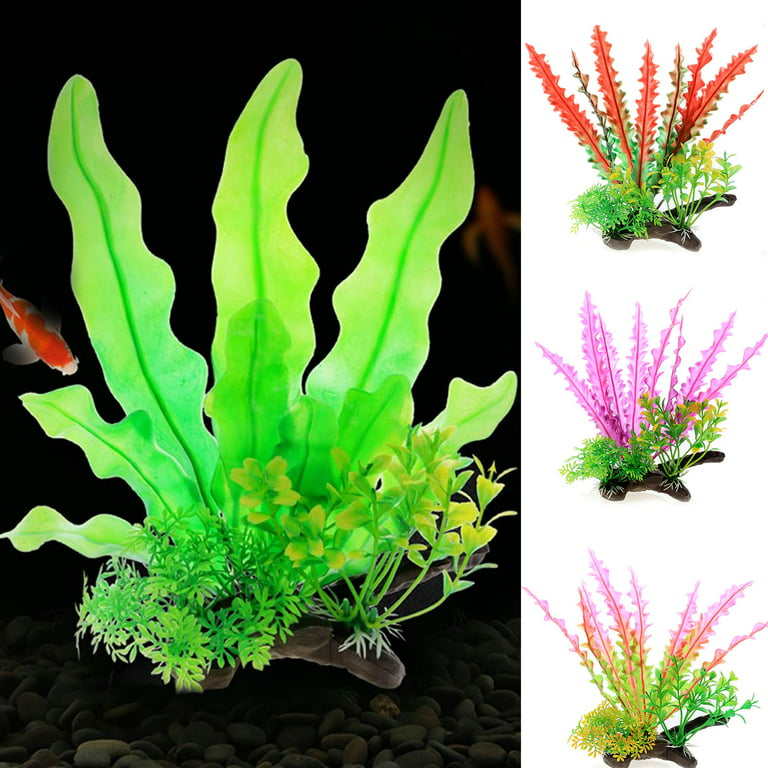 Realyc 22cm Fish Tank Plant Vivid Vibrant Color PVC Fake Seaweed Aquarium  Decoration for Underwater