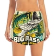 thumbnail image 2 of Rateoe Bass Fish and Water Printed 2 in 1 Women's Workout Shorts for Athletic Gym Running Shorts with Phone Pockets-Small, 2 of 7