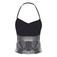 thumbnail image 4 of Yartina Women's Glittery Sequin Crop Top Sleeveless Halter Tank Top Rave Party Vest Camisole Grey One Size, 4 of 7